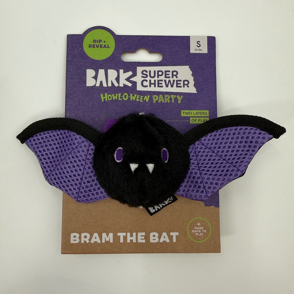 Bark Super Chewer Bram The Bat Halloween Dog Toy Rip Reveal Small 20lbs Scented